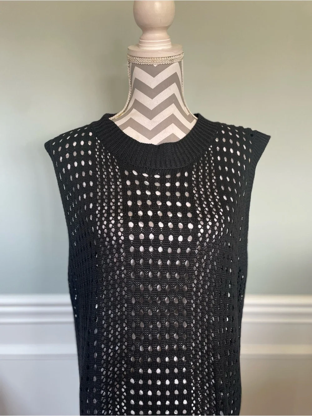 Black Crochet Maxi Dress Vest Size 2XL